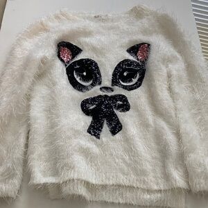 H&M White Fuzzy Sweater